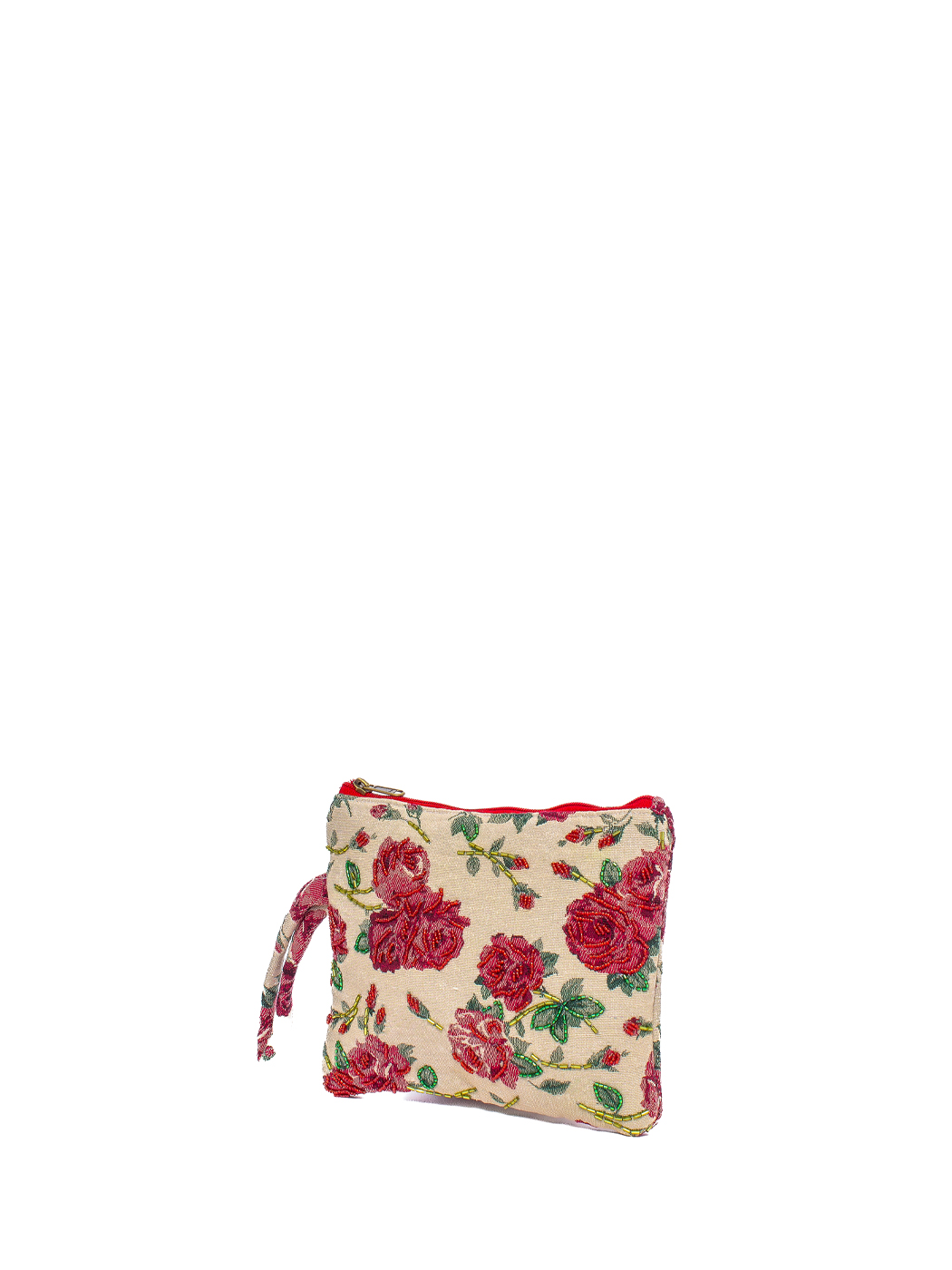 POCHETTE ROSES JACQUARD + RICAMI 100%CO MADE IN INDIA                           